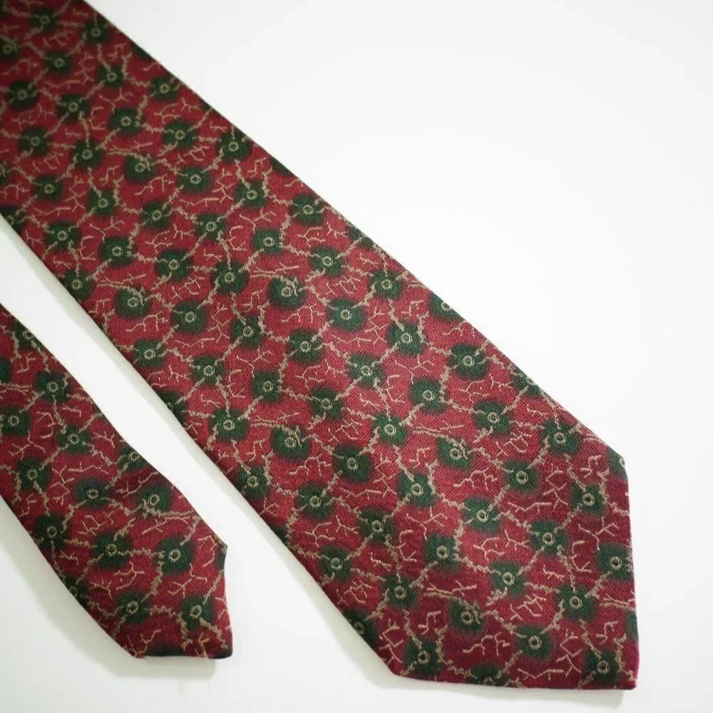 Giorgio‎ Armani Cravatte Red Black Abstract Geometric Print Wide Silk Tie